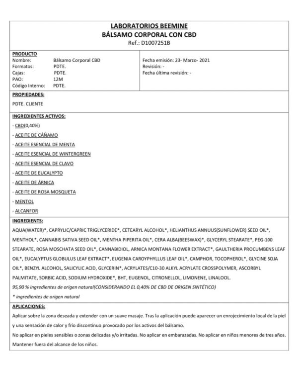 Bálsamo corporal con CBD